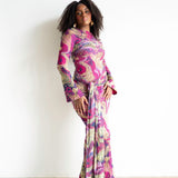 Tala Long Sleeve Asymmetrical Maxi Dress with Gold Beads