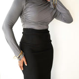 Tala Asymmetrical Long Sleeve Top in Grey