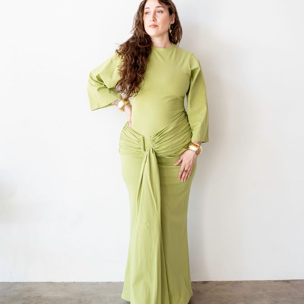 The Perfect Elevated T-Shirt Dress in Chartreuse Green