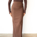 The Perfect No-Slit High Waist Maxi Skirt in Brown