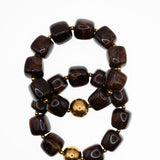 Amira Acrylic Bead Stretch Bracelet (Set of 2) Dark Brown