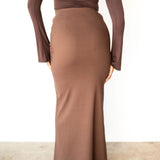 The Perfect No-Slit High Waist Maxi Skirt in Brown