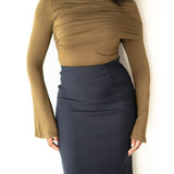 Tala Asymmetrical Long Sleeve Top in Olive Green