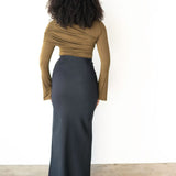 The Perfect No-Slit High Waist Maxi Skirt in Navy Blue