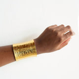 Andi Gold Textured Wide Cuff Bangle