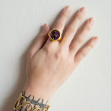 Gold-Tone Purple Dial Watch Ring