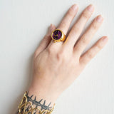 Gold-Tone Purple Dial Watch Ring