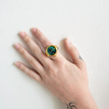 Gold-Tone Green Dial Watch Ring
