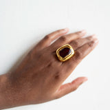 River Deep Red Stone Gold Statement Ring