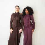 Mila Draped Maxi Skirt in Mocha Brown