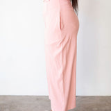 Charli High Waisted Corset Cropped Barrel Pants in Baby Pink
