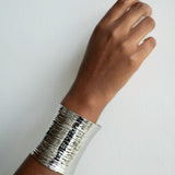 Andi Silver Textured Wide Cuff Bangle
