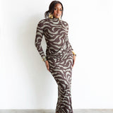 Asa Long Sleeve Draped Maxi Dress in The Wara Print