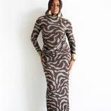 Asa Long Sleeve Draped Maxi Dress in The Wara Print