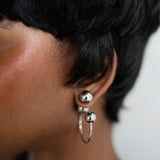 Mo Silver Double-Ball Hoop Earrings