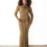 Mila Draped Maxi Skirt in Olive Green