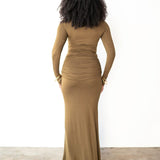 Mila Draped Maxi Skirt in Olive Green