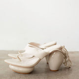 Lala Lace-Up Platform Sandals in Cream