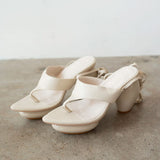 Lala Lace-Up Platform Sandals in Cream