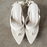 Lala Lace-Up Platform Sandals in Cream