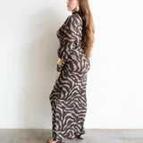 Asa Long Sleeve Draped Maxi Dress in The Wara Print