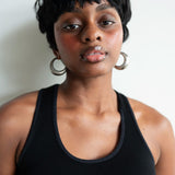 Silver Satin Crescent Hoop Earrings