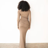 Mila Draped Maxi Skirt in Taupe