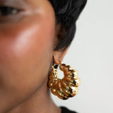 Ju Chunky Fluted Gold Hoop Earrings