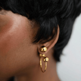 Mo Gold Double-Ball Hoop Earrings