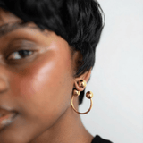 Mo Gold Double-Ball Hoop Earrings