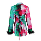 Nawra Long Sleeve Lace Up Back Shirt with Feather Sleeves
