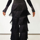 Hiza Fringe Pants in Black