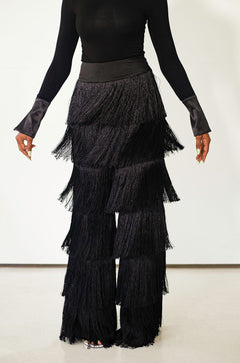 Hiza Fringe Pants in Black