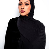 Pleated Chiffon Scarf in Black