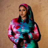 Nawra Long Sleeve Lace Up Back Shirt with Feather Sleeves
