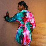 Nawra Long Sleeve Lace Up Back Shirt with Feather Sleeves