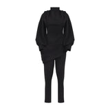 Bahira Draped High Neck Top and Slim Ankle Pants