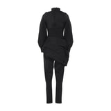 Bahira Draped High Neck Top and Slim Ankle Pants