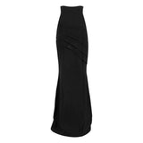 Maida Cropped Blazer and Draped Maxi Skirt Set Black