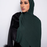 Pleated Chiffon Scarf in Forest