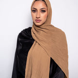 Plisse Chiffon Scarf in Sand