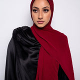 Pleated Chiffon Scarf in Currant