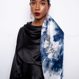 Blue, Grey and White Tie-Dye Chiffon Scarf