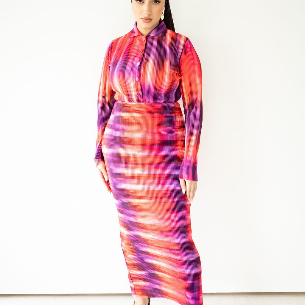 Iris Long Sleeve Plisse Dress S Iris Long Sleeve Plisse Dress S