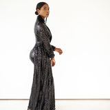 Malika Draped Top Sequin Gown